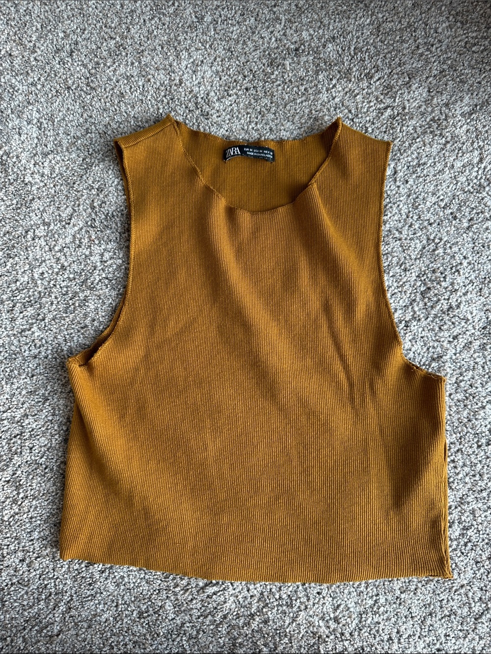 Zara Ribbed Tank Top in Brown Size Medium Like New